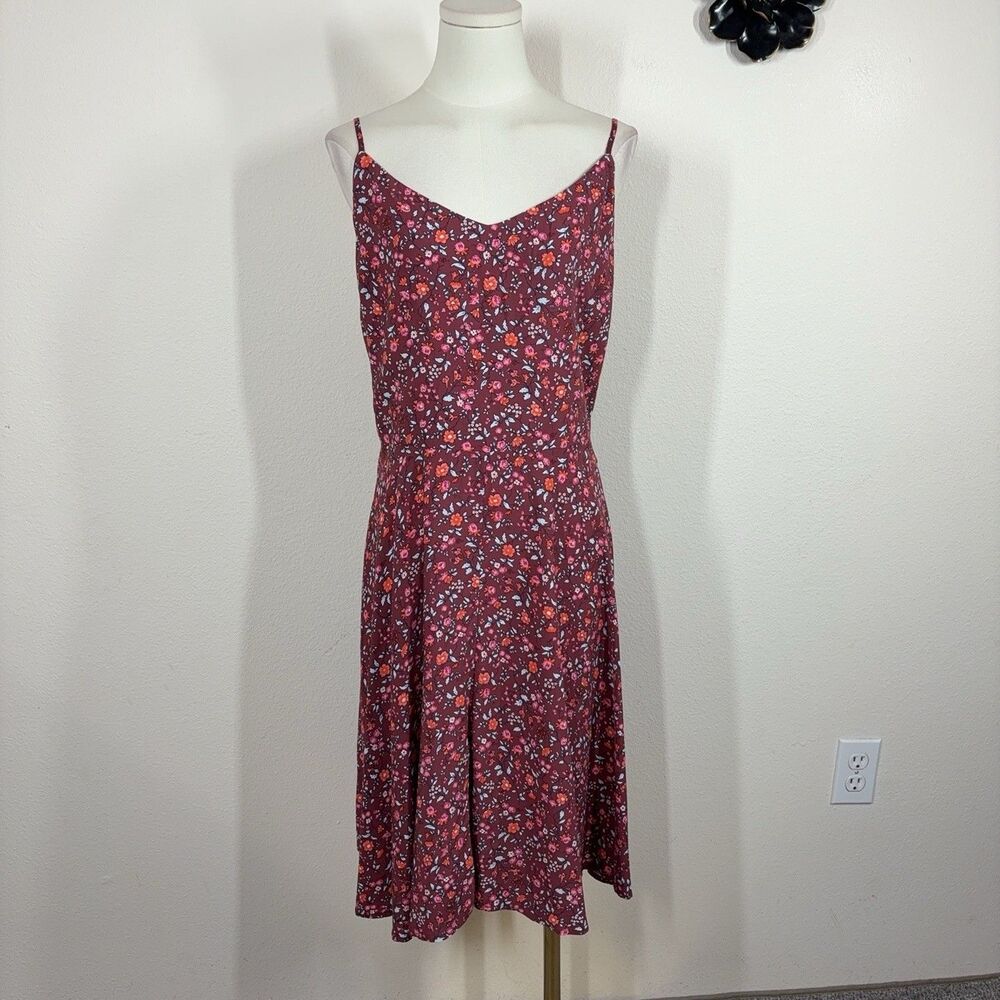 Gap Dress Womens XL Tall Red Floral Cami Sundress Smocked Boho Summer Casual